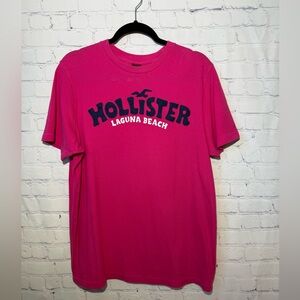 Y2K HOLLISTER single stitch size XL pink with blue chest appliqué